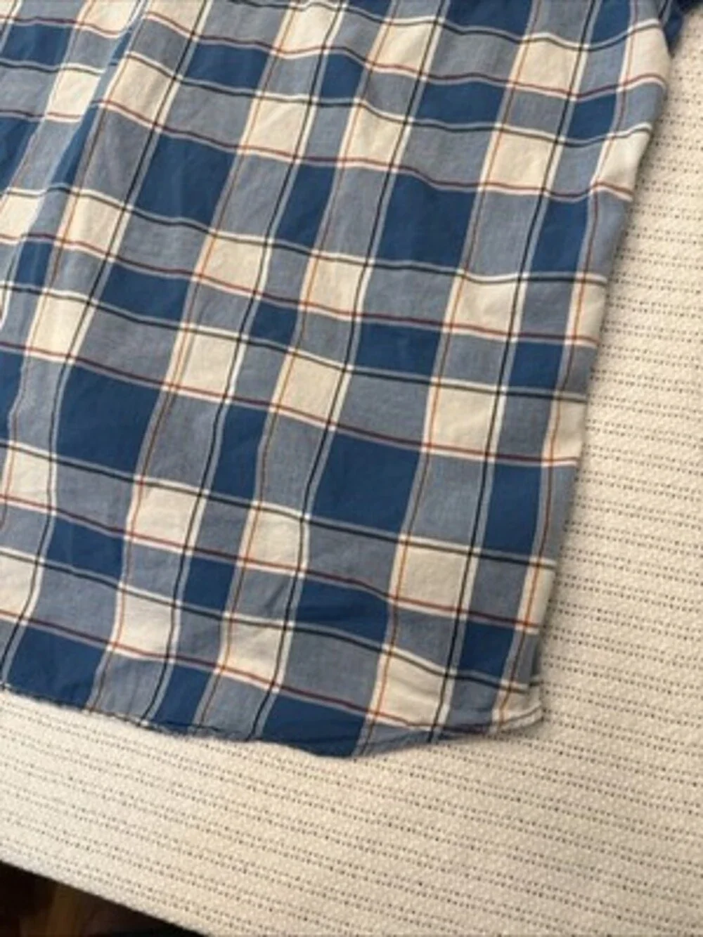 Eddie Bauer Shirt Men XL Blue Orange Check Short Sleeve Button Up